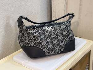 Ba: Anne Klein AK Logo Print Black and White Shoulder Bag
